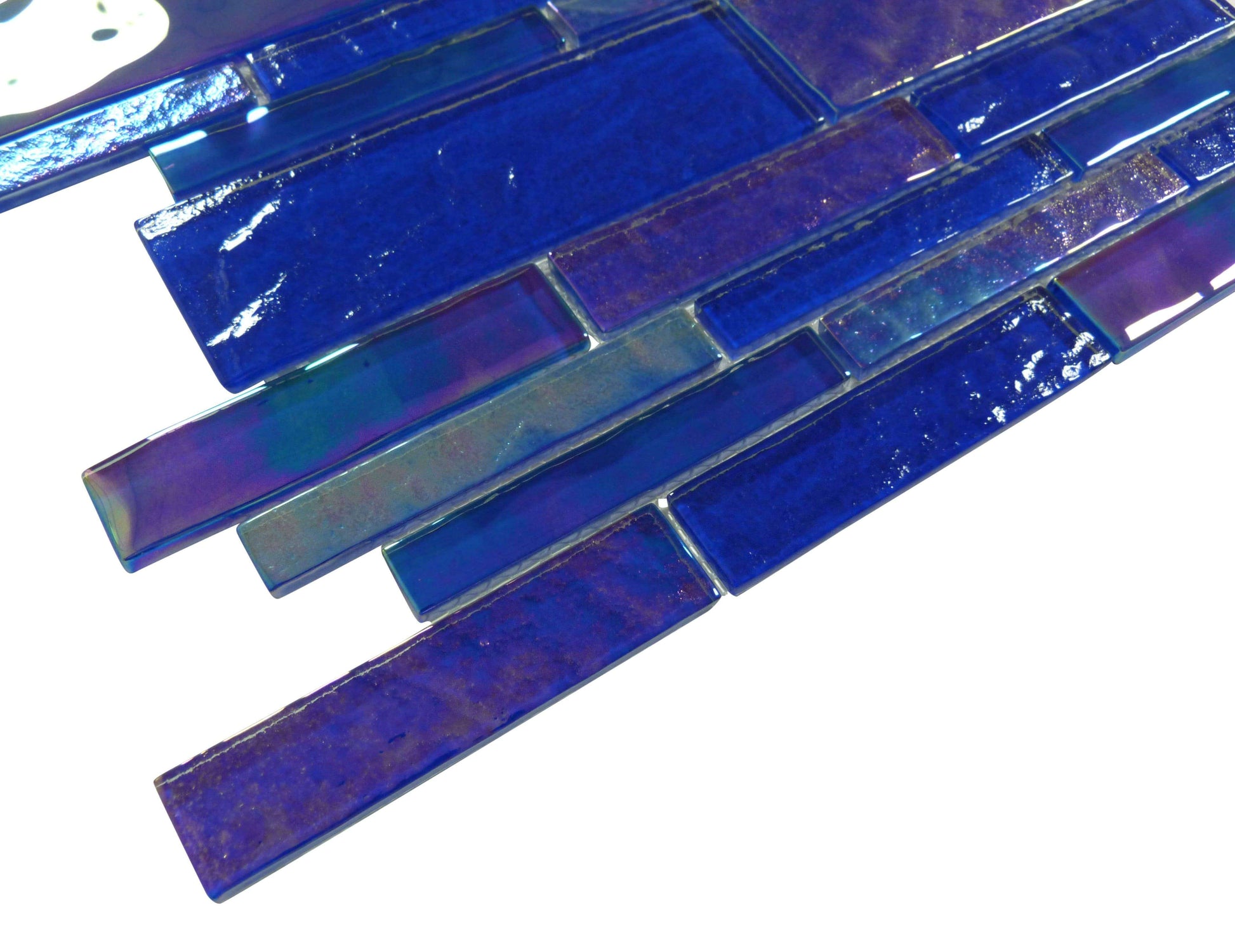 Treasure Cobaltstone Blue Linear Glossy & Iridescent Glass Pool Tile Royal Tile & Stone