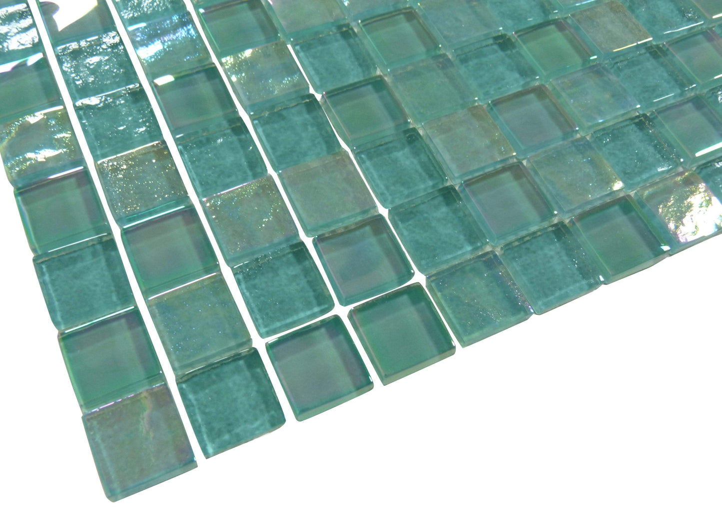 Treasure Greenstone Green 1" x 1" Glossy & Iridescent Glass Pool Tile Royal Tile & Stone