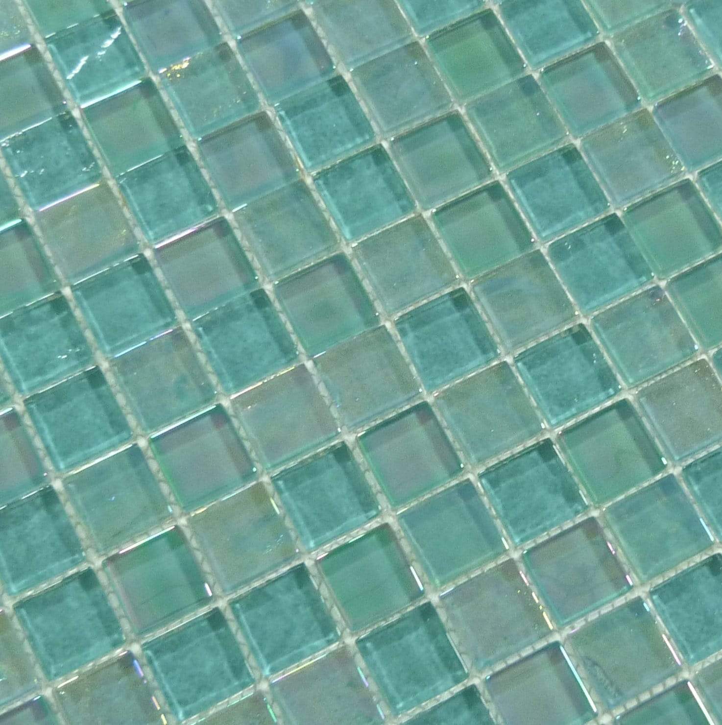 Treasure Greenstone Green 1" x 1" Glossy & Iridescent Glass Pool Tile Royal Tile & Stone