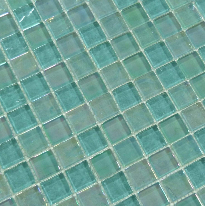 Treasure Greenstone Green 1" x 1" Glossy & Iridescent Glass Pool Tile Royal Tile & Stone
