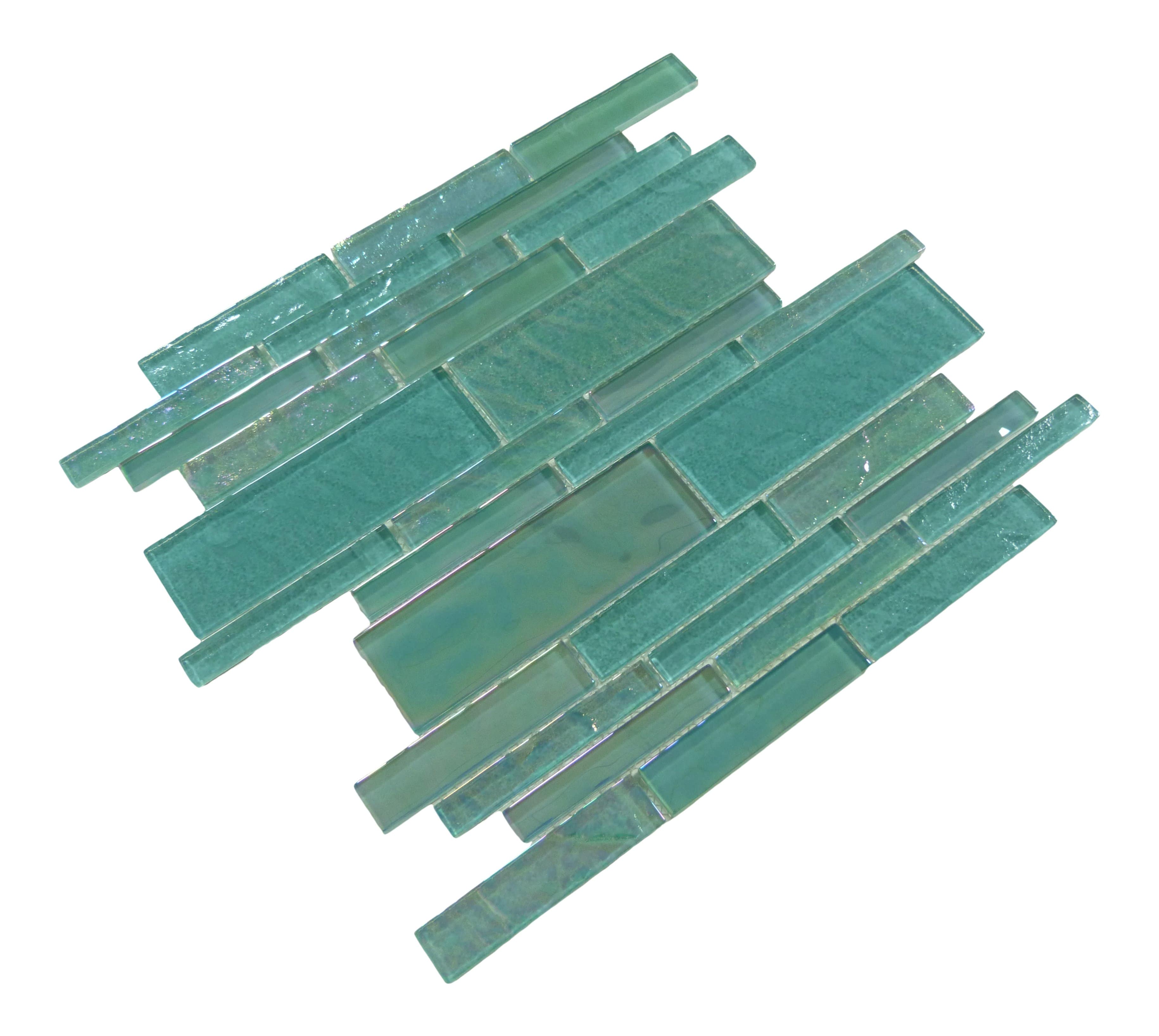 Treasure Greenstone Green Linear Glossy & Iridescent Glass Pool Tile Royal Tile & Stone