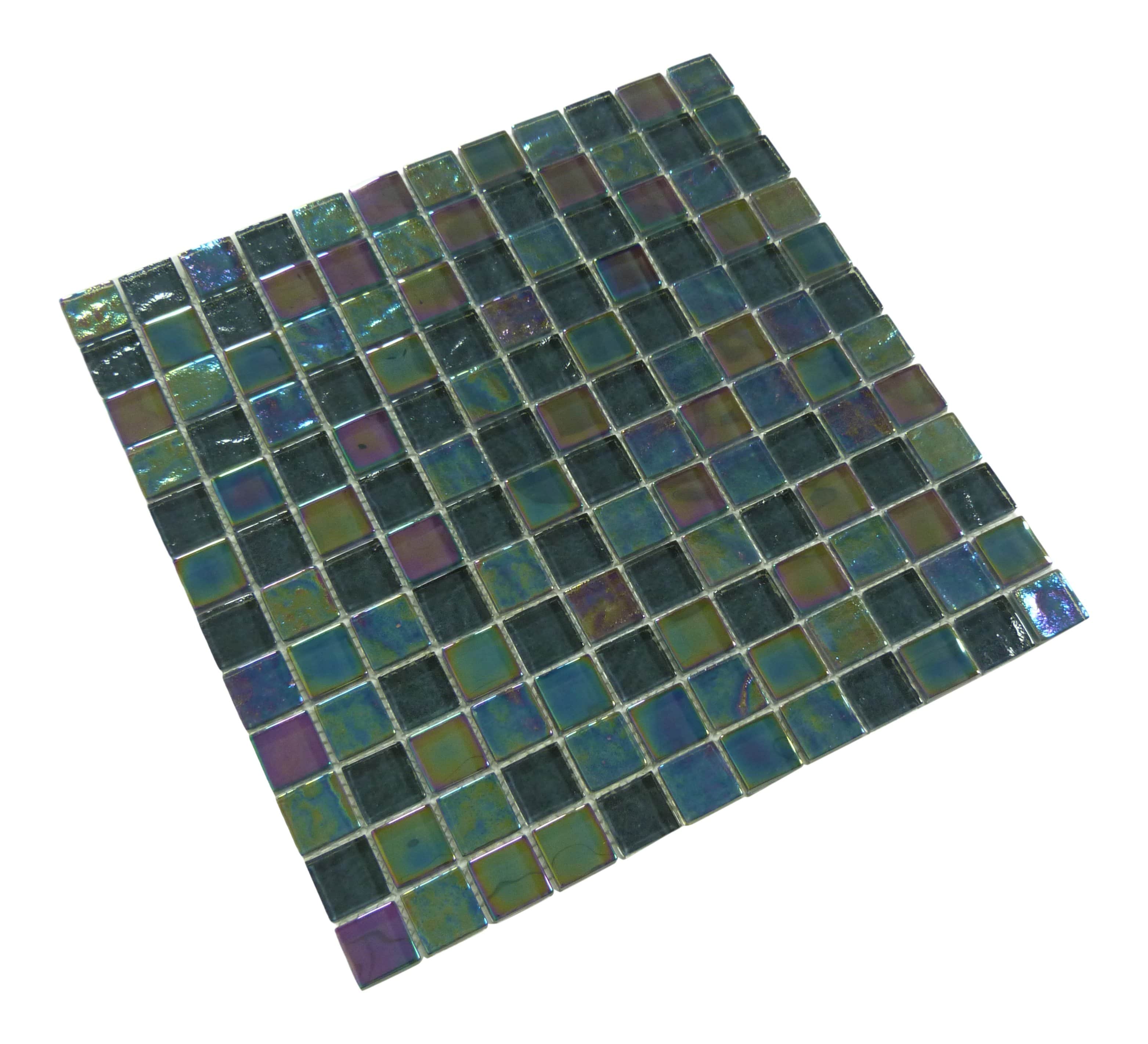 Treasure Moonstone Grey 1" x 1" Glossy & Iridescent Glass Pool Tile Royal Tile & Stone