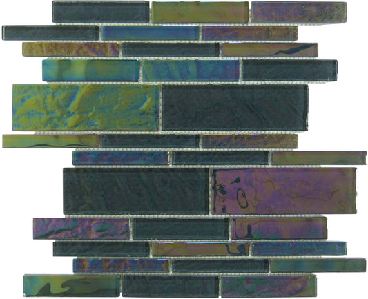 Treasure Moonstone Grey Linear Glossy & Iridescent Glass Pool Tile Royal Tile & Stone