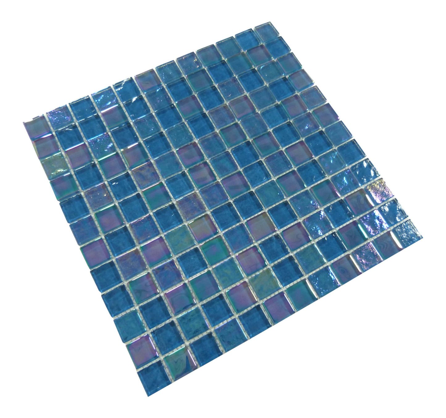 Treasure Topazstone Blue 1" x 1" Glossy & Iridescent Glass Pool Tile Royal Tile & Stone