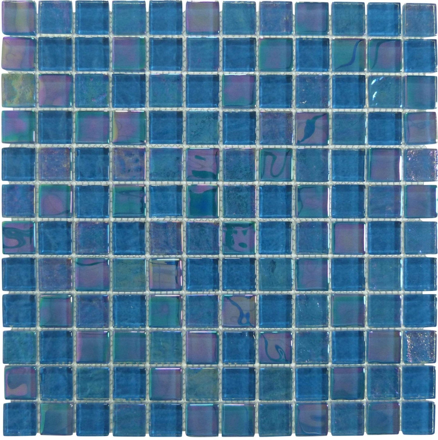 Treasure Topazstone Blue 1" x 1" Glossy & Iridescent Glass Pool Tile Royal Tile & Stone