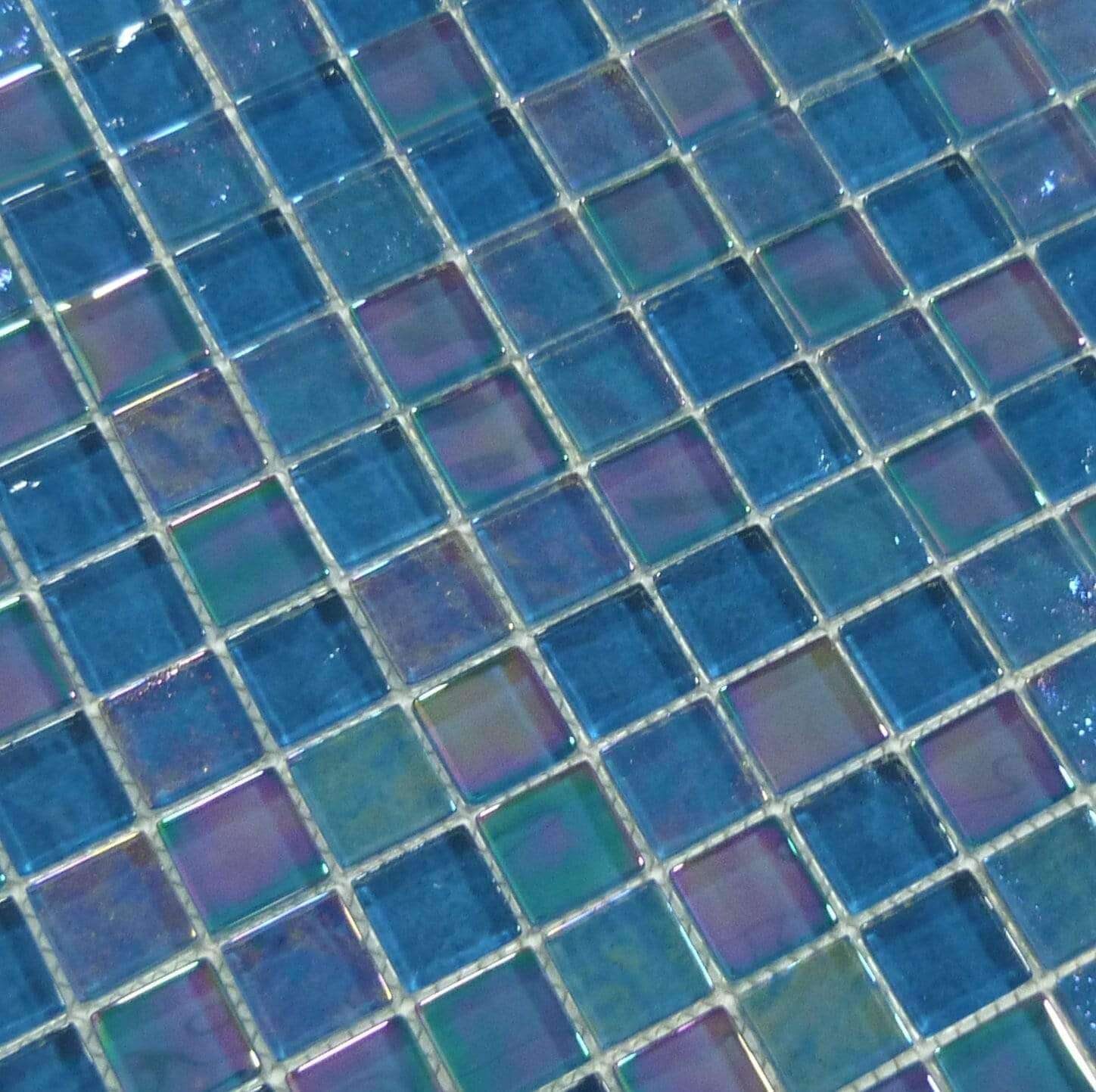 Treasure Topazstone Blue 1" x 1" Glossy & Iridescent Glass Pool Tile Royal Tile & Stone