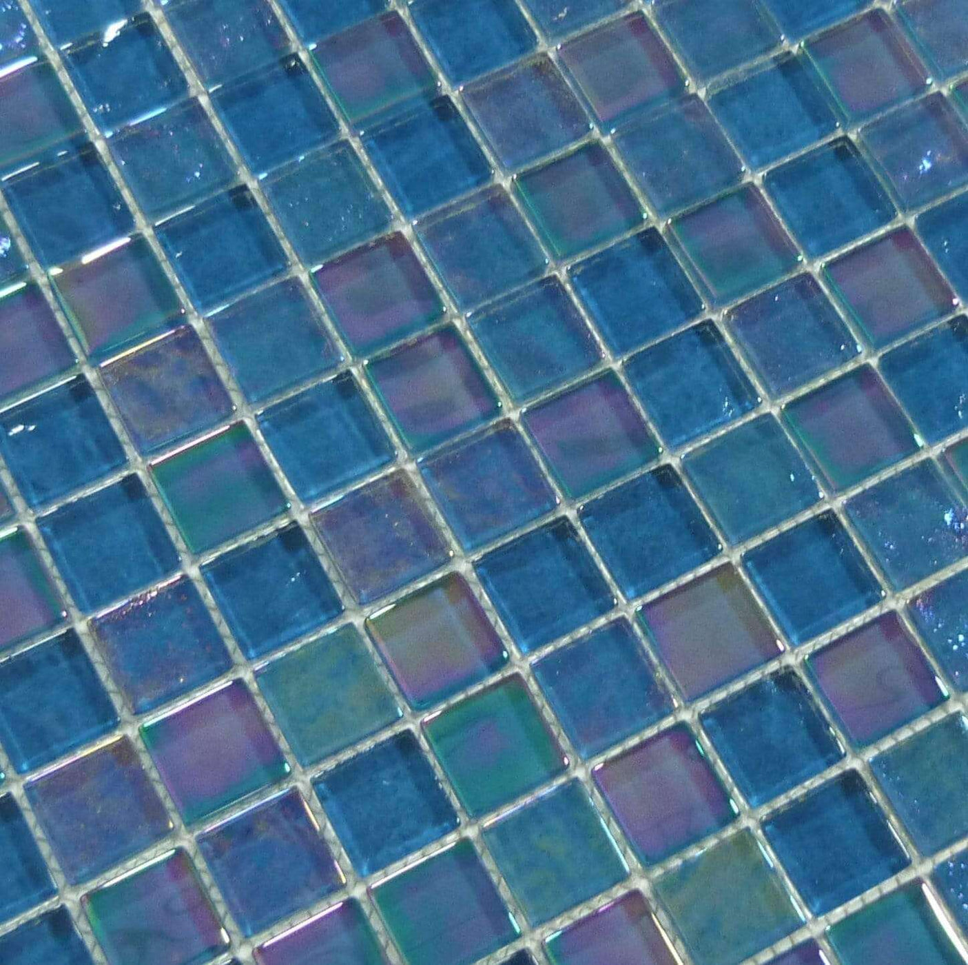 Tesoro Treasure Topazstone Blue 1 X 1 Glossy And Iridescent Glass Pool Tile Tastreatopazst11