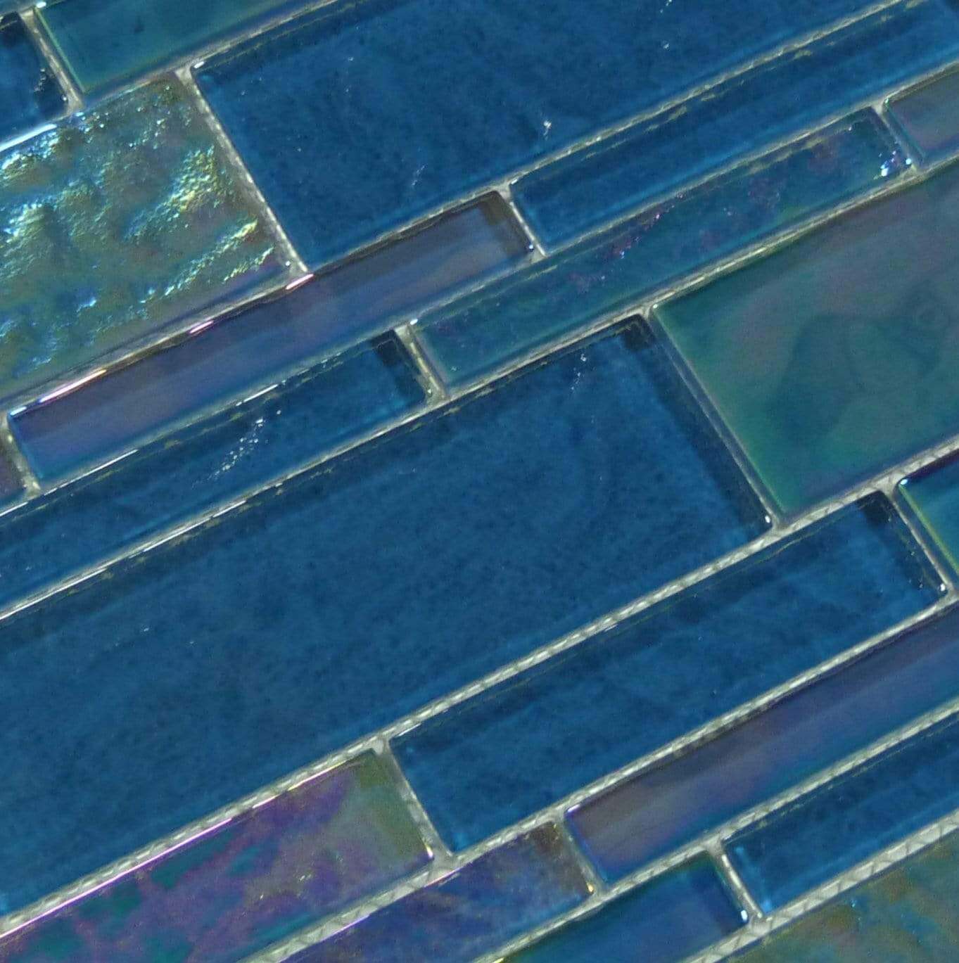 Treasure Topazstone Blue Linear Glossy & Iridescent Glass Pool Tile Royal Tile & Stone