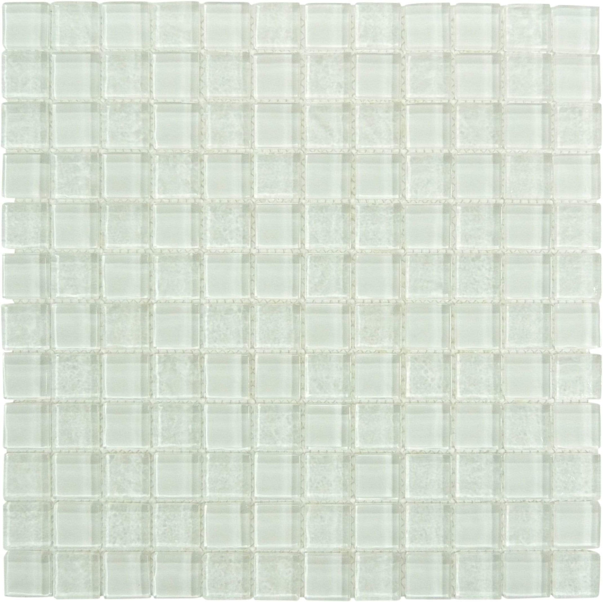 Treasure Whitestone White 1" x 1" Glossy Glass Pool Tile Royal Tile & Stone