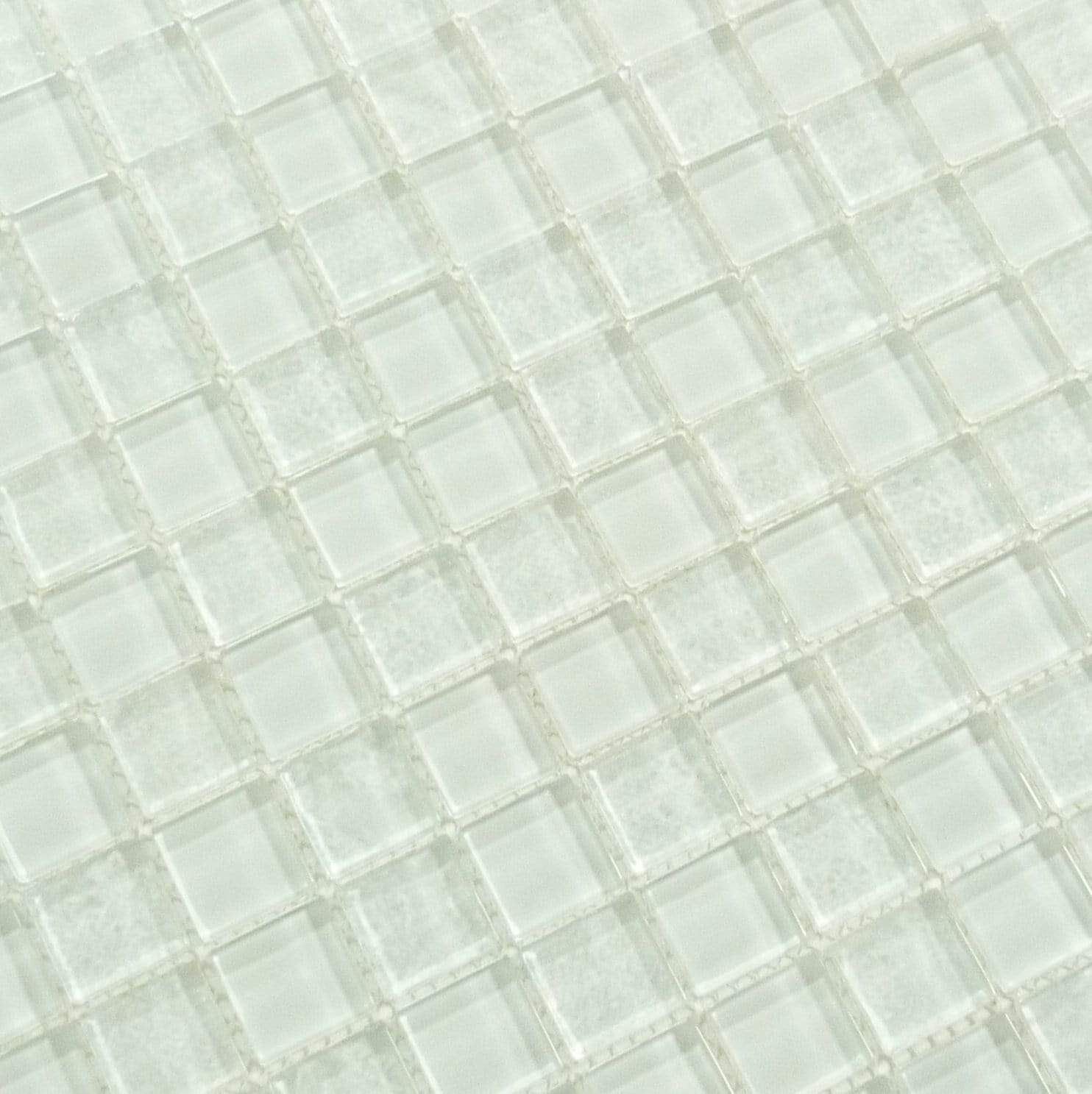 Treasure Whitestone White 1" x 1" Glossy Glass Pool Tile Royal Tile & Stone