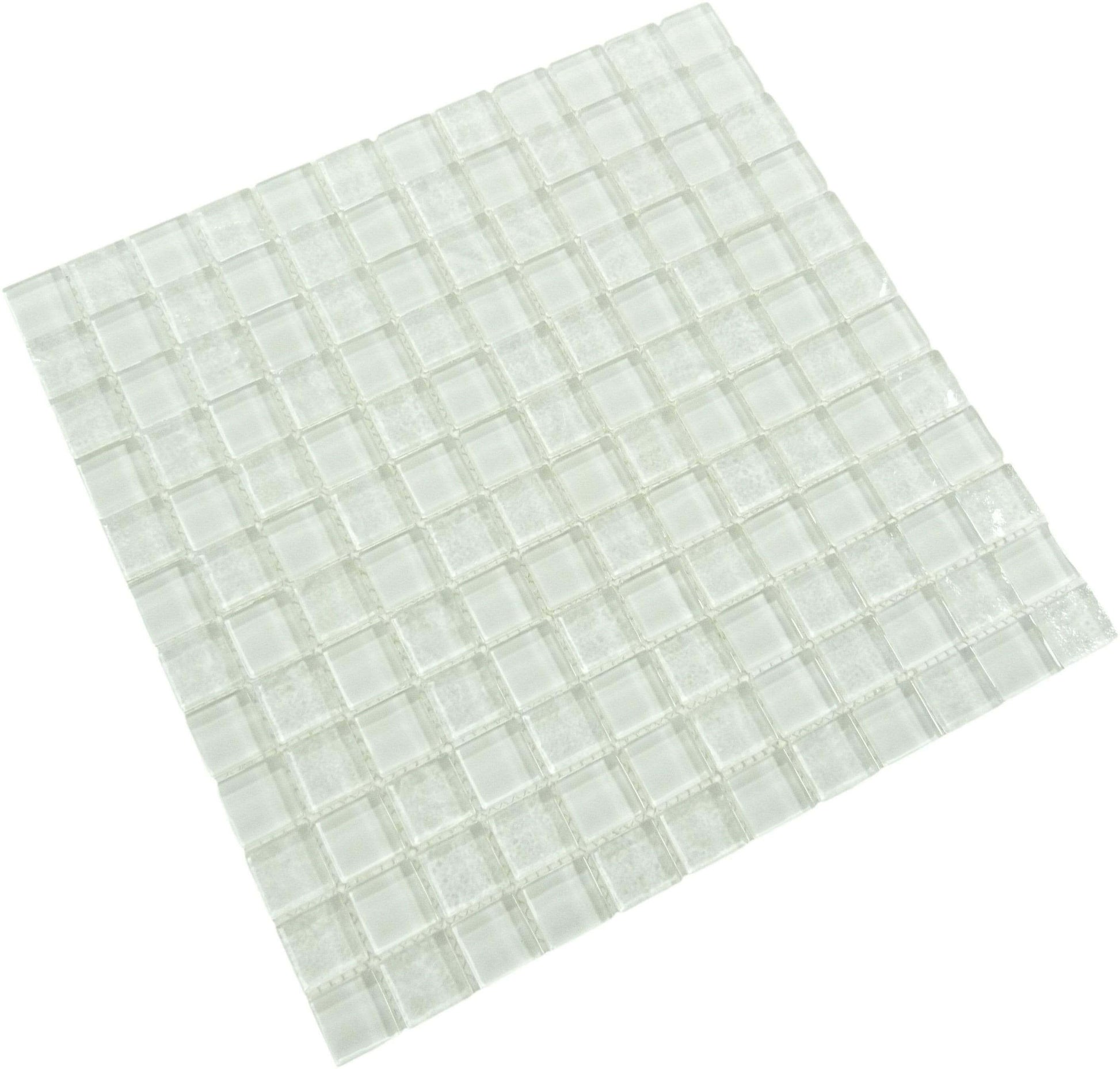 Treasure Whitestone White 1" x 1" Glossy Glass Pool Tile Royal Tile & Stone