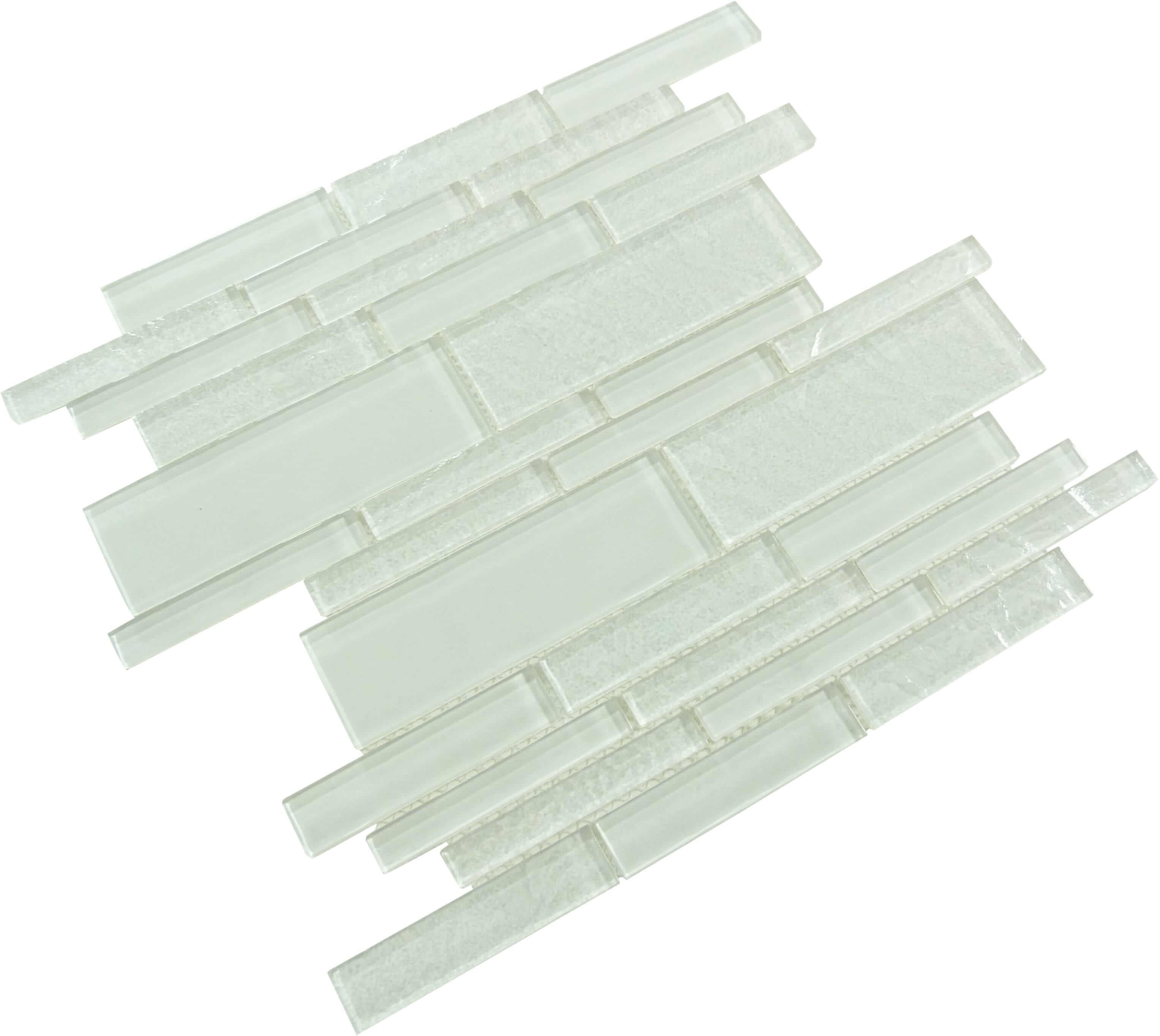 Treasure Whitestone White Linear Glossy Glass Pool Tile Royal Tile & Stone