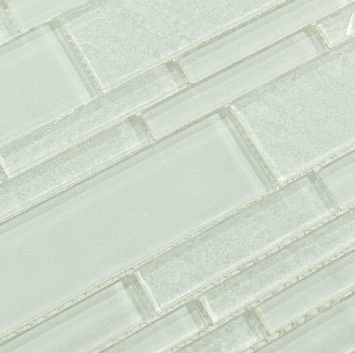 Treasure Whitestone White Linear Glossy Glass Pool Tile Royal Tile & Stone