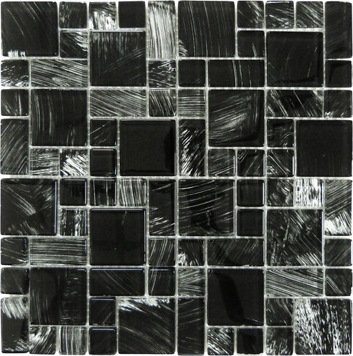Watercolors Black Random Glossy Glass Tile Royal Tile & Stone
