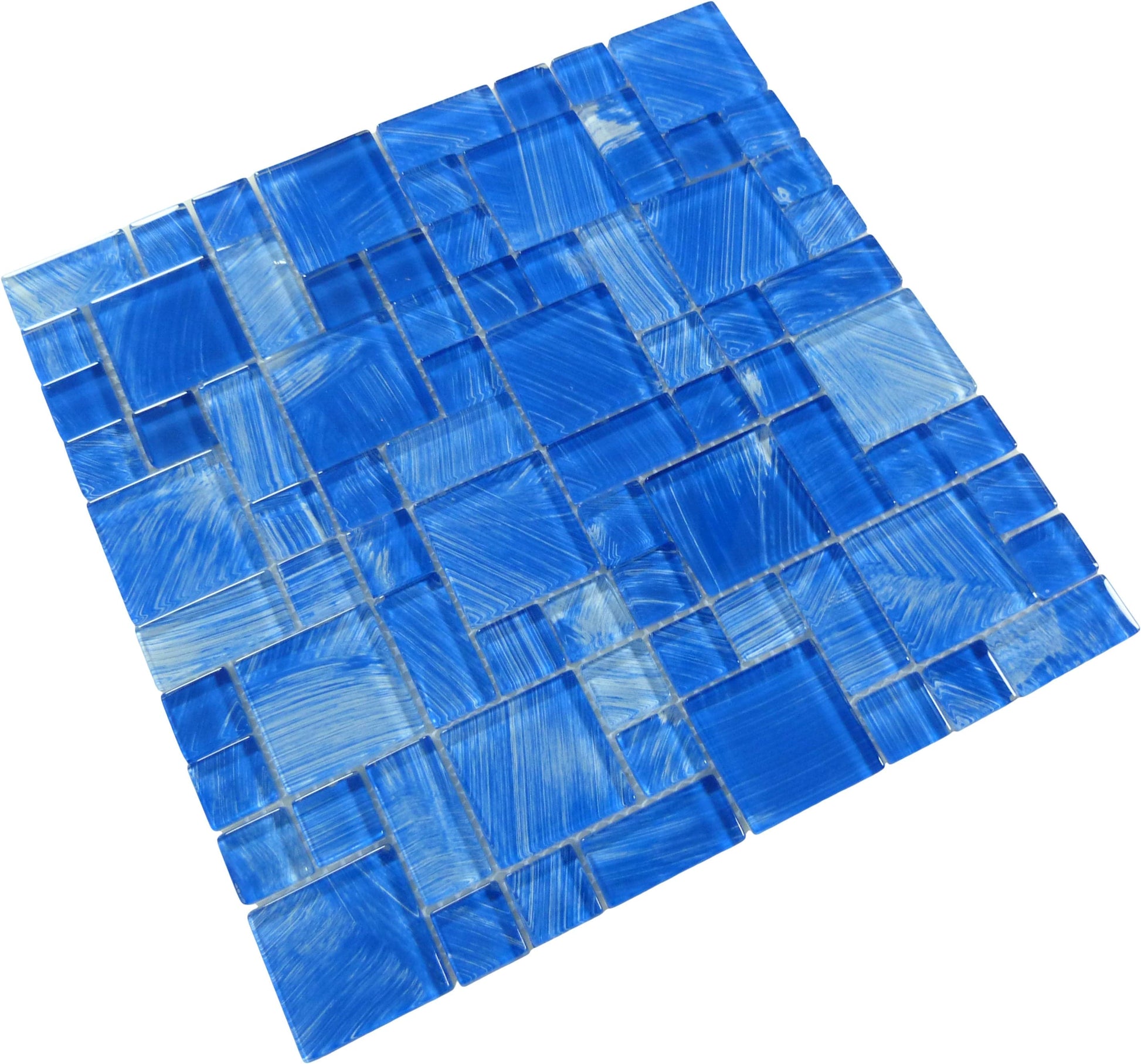 Watercolors Light Blue Random Glossy Glass Tile Royal Tile & Stone