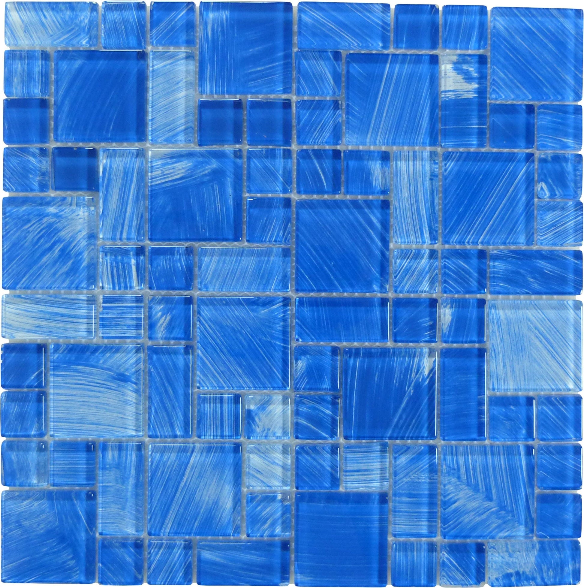 Watercolors Light Blue Random Glossy Glass Tile Royal Tile & Stone