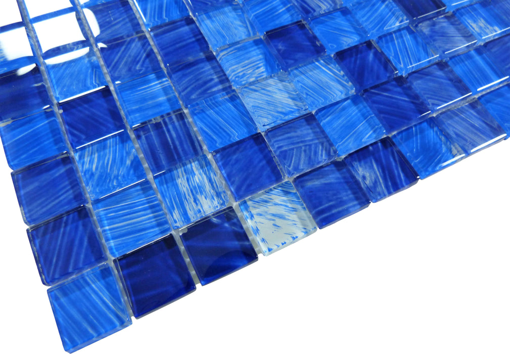 Watercolors Mix Blue 1x1 Glossy Glass Tile Royal Tile & Stone
