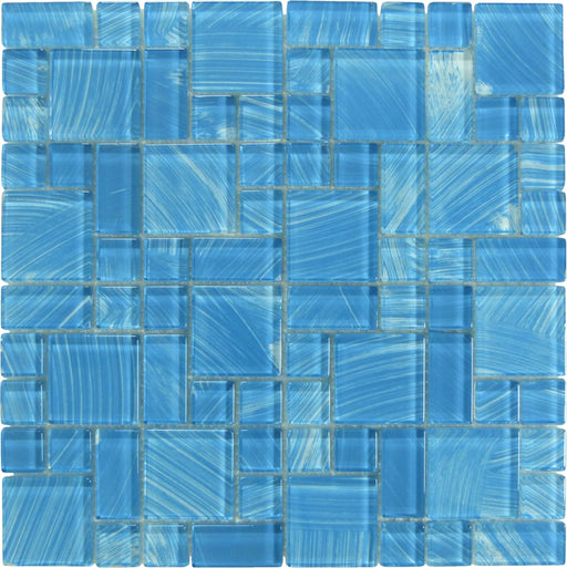 Watercolors Turquoise Random Glossy Glass Tile Royal Tile & Stone
