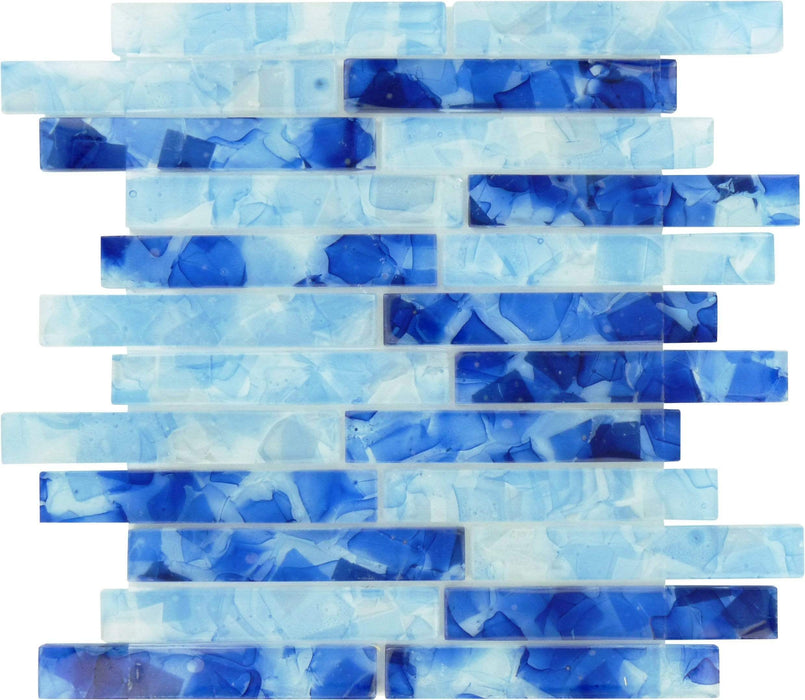 Light Blue Flake Uniform Brick Glass Pool Tile Royal Tile & Stone