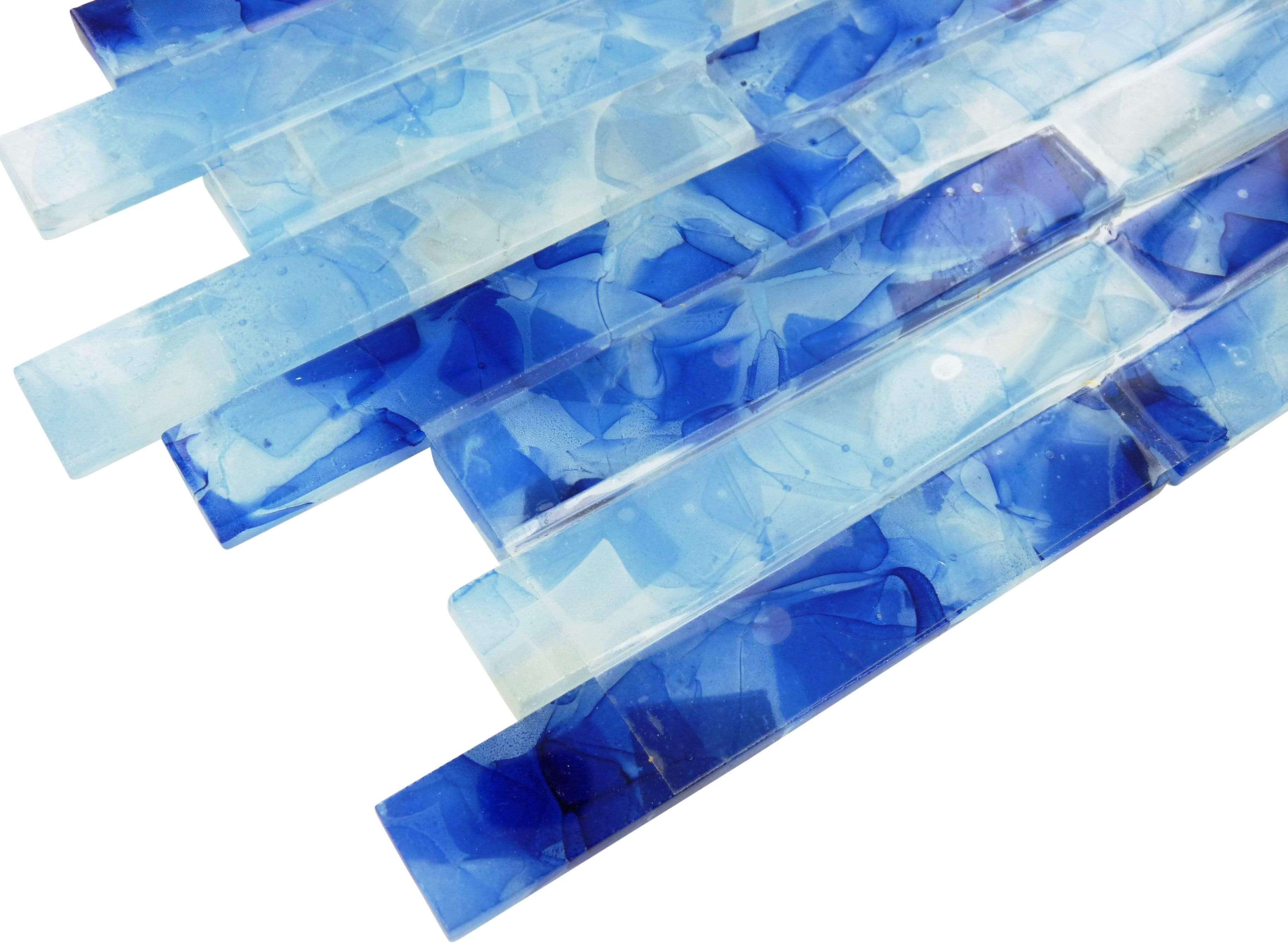 Light Blue Flake Uniform Brick Glass Pool Tile Royal Tile & Stone