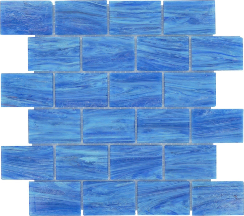 Labrador Blue 2" x 3" Glossy Glass Subway Pool Tile Royal Tile & Stone