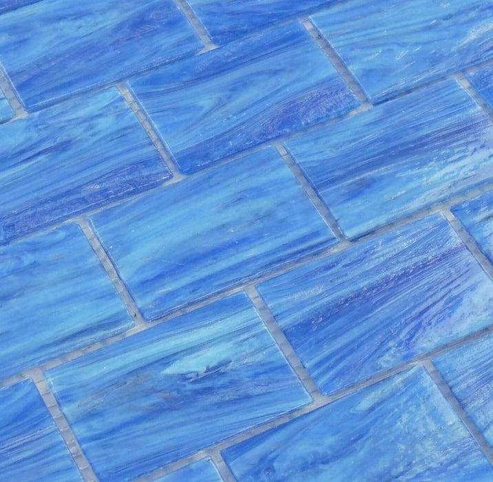 Labrador Blue 2" x 3" Glossy Glass Subway Pool Tile Royal Tile & Stone