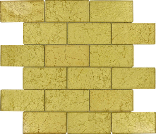 Gold Foil 2'' x 4'' Glossy Glass Tile Tuscan Glass