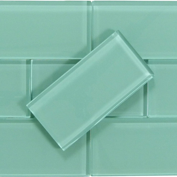 Sea Blue 3" x 6" Glossy Glass Subway Tile Tuscan Glass