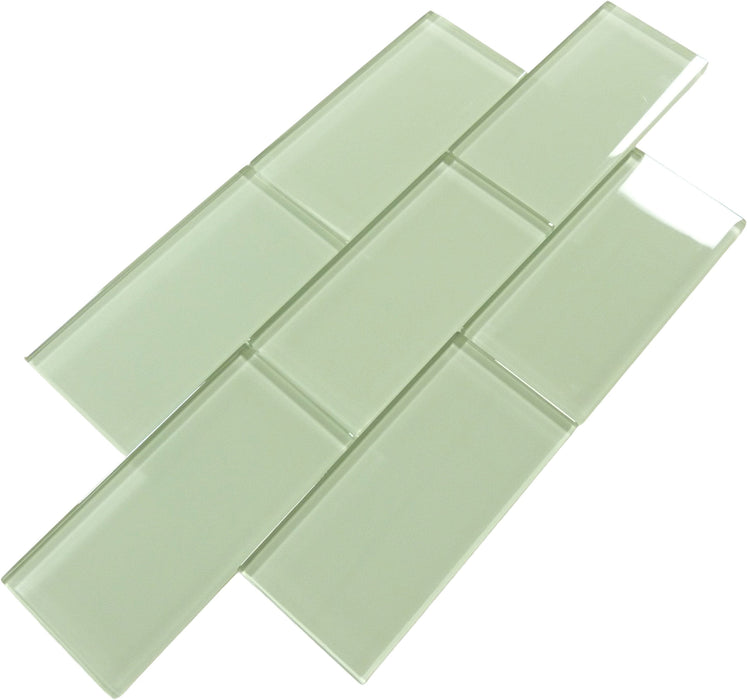 Mist Green 3x6 Glossy Glass Subway Tile Tuscan Glass