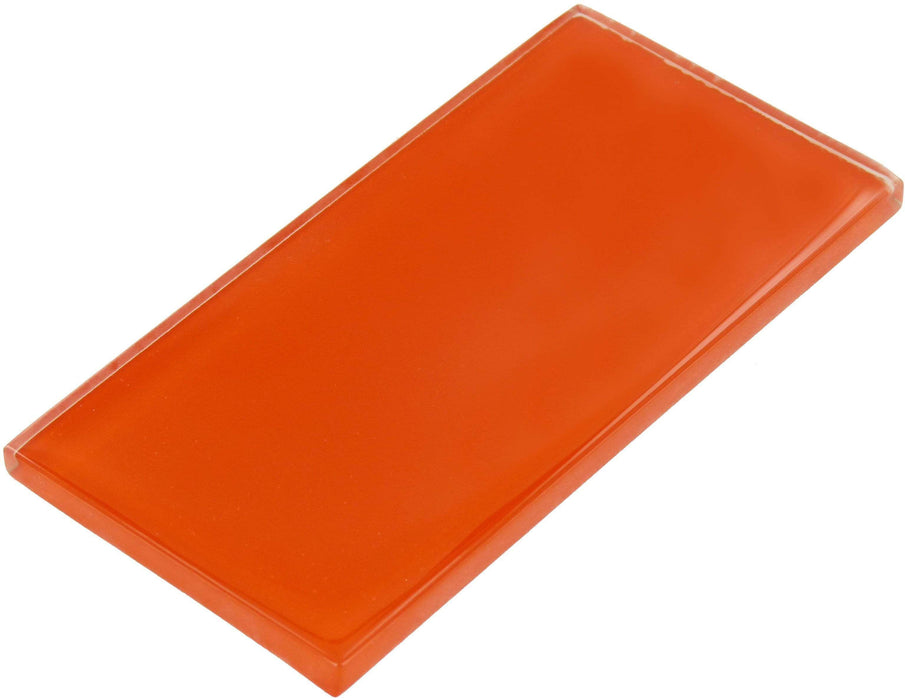 Sunkist Orange 3" x 6" Glossy Glass Subway Tile Tuscan Glass