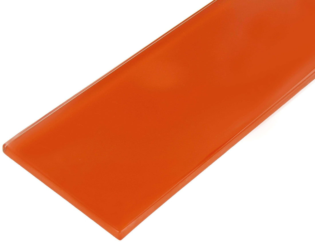 4'' x 12'' Orange Glass Subway Tile Glossy CSB11