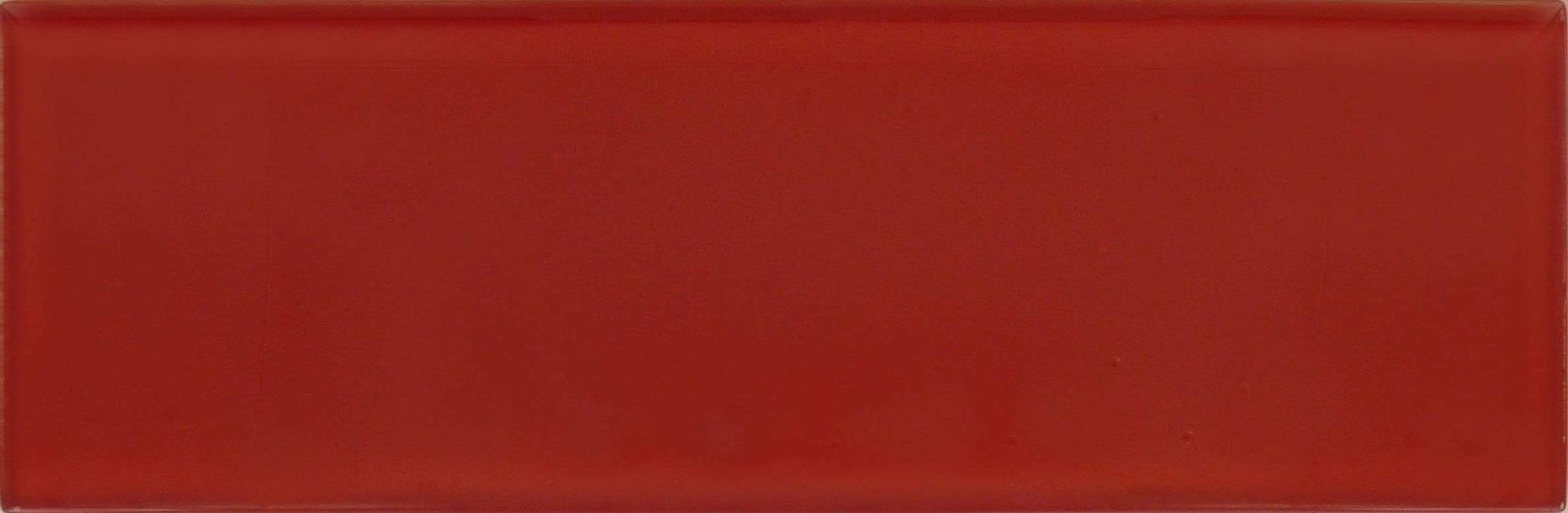 Cherry Red 4" x 12" Glossy Glass Subway Tile Tuscan Glass