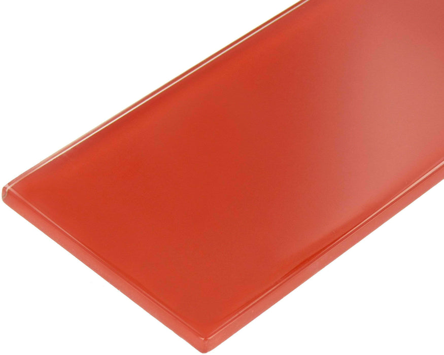 Cherry Red 4" x 12" Glossy Glass Subway Tile Tuscan Glass