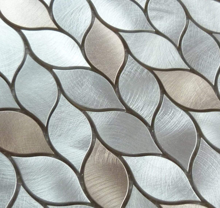 Aluminum Bronze Leaf Brushed Tile Tuscan Glass