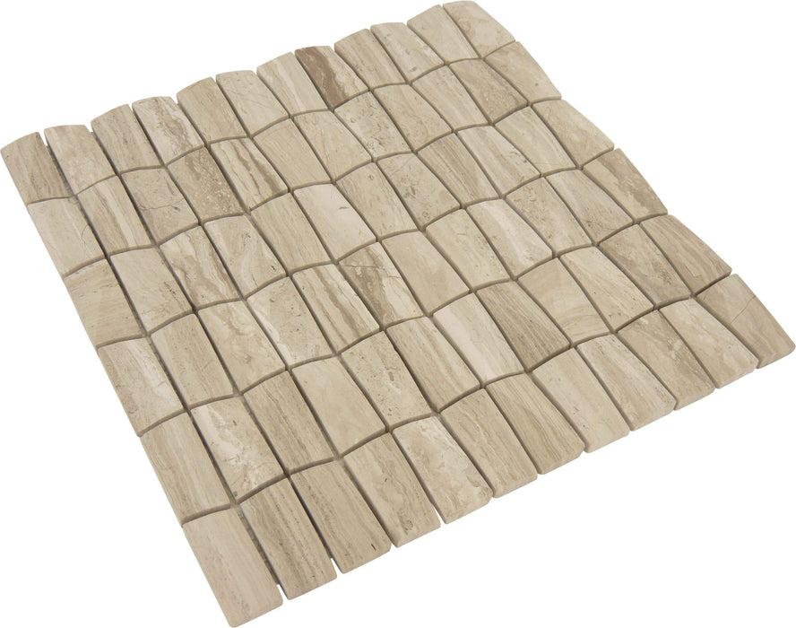 Beige 3D Stacked Rectangle Polished Stone Tile Tuscan Glass
