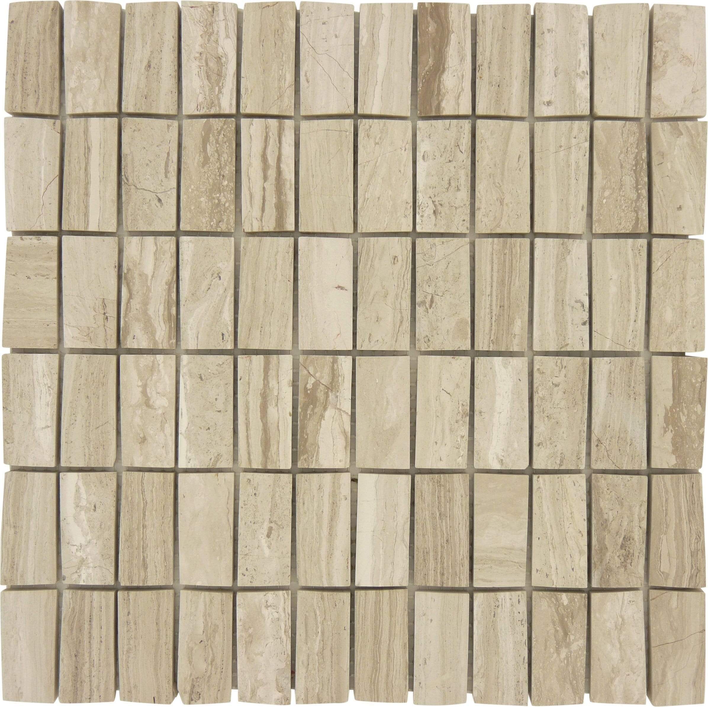 Beige 3D Stacked Rectangle Polished Stone Tile Tuscan Glass