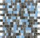 Blue Sequence Mini Random Brick Glass and Stone Tile Tuscan Glass