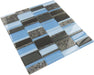 Blue Sequence Stacked Brick Glass and Stone Tile Tuscan Glass