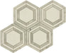 Brickstorm Hexagon White Carrara and Cream White Polished Stone Tile Tuscan Glass
