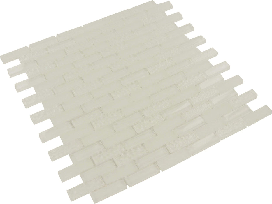 Crystile White Small Uniform Rippled Glossy Glass Tile Tuscan Glass