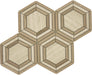 Cave Hexagon Wooden Beige and Brown Polished Stone Tile Tuscan Glass