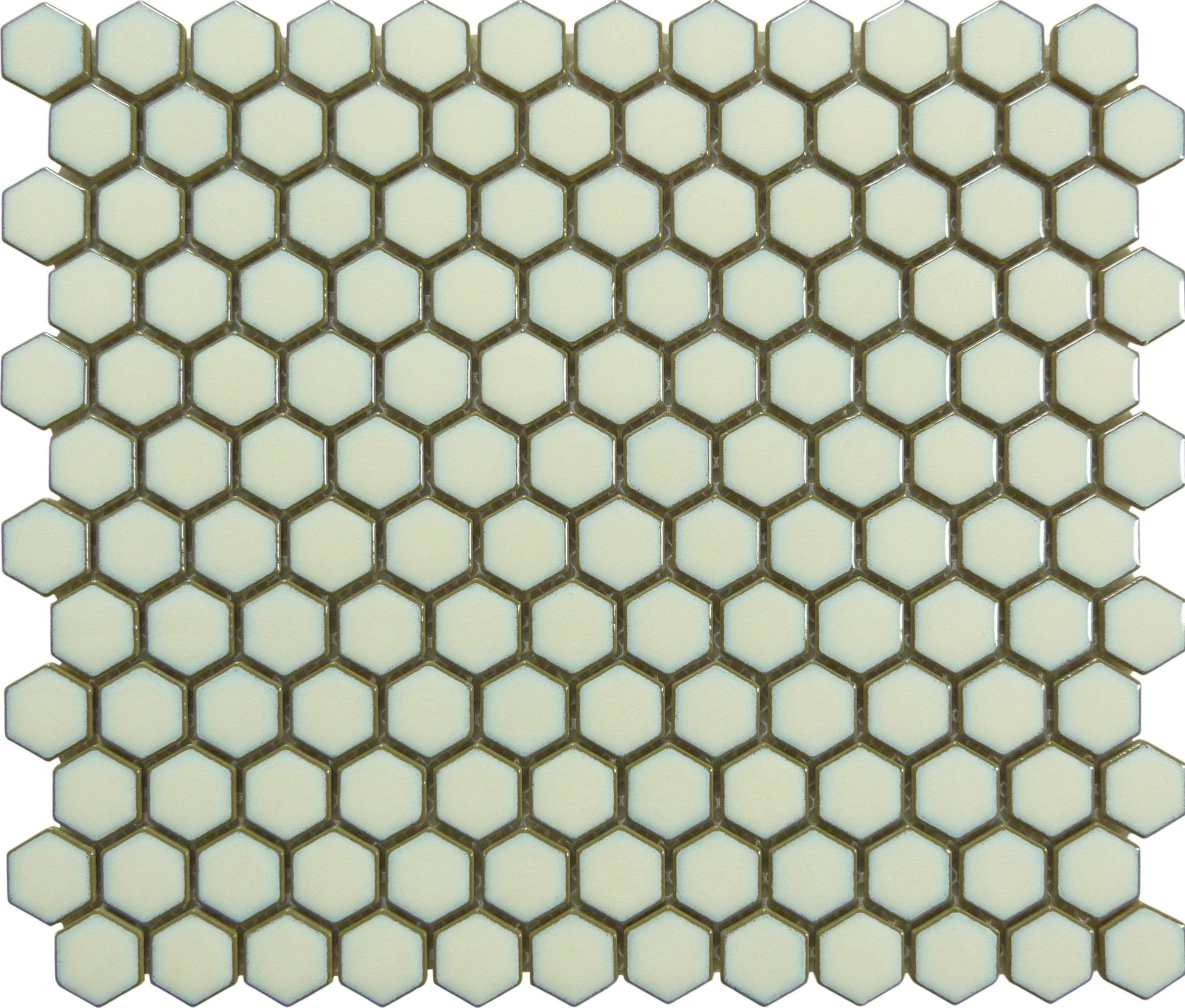 Creamy White Hexagon Glossy Porcelain Tile Tuscan Glass