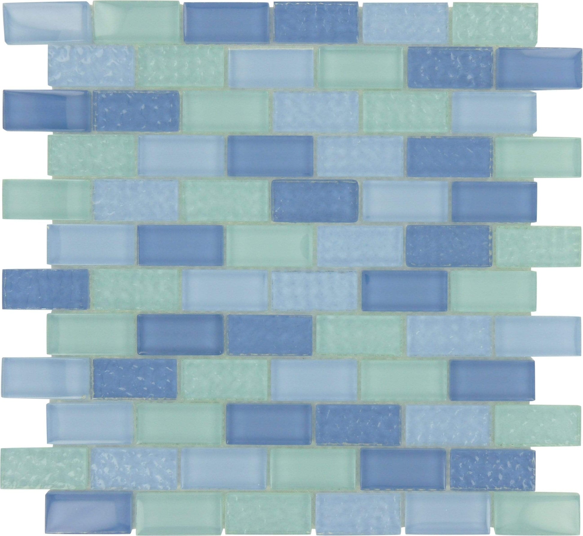 Crystile Blue Blend Uniform Rippled Glossy Glass Tile Tuscan Glass