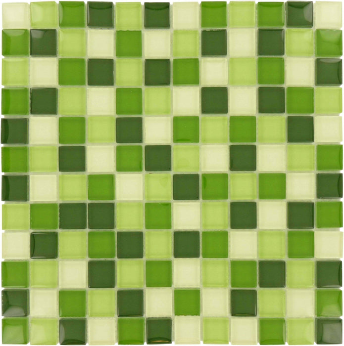 Crystile Green Blend Square Glossy Glass Tile Tuscan Glass