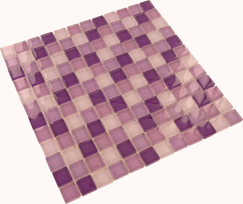 Crystile Purple Blend Square Glossy Glass Tile Tuscan Glass