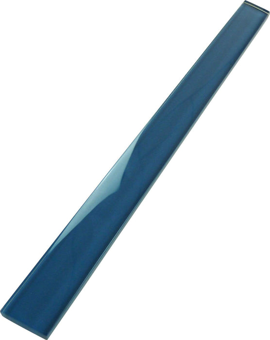 Dark Ocean Blue 1" x 12" Glossy Glass Liner Tuscan Glass