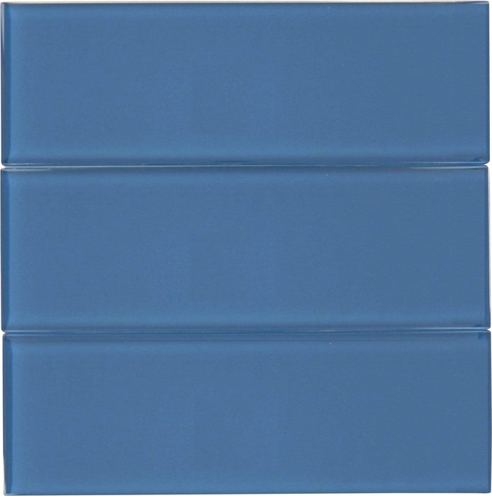 Dark Ocean Blue 4" x 12" Glossy Glass Subway Tile Tuscan Glass