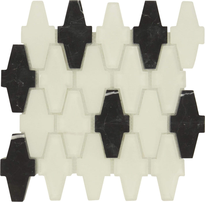 Day Night Crossroads Black Marquina and Glass Tile Tuscan Glass
