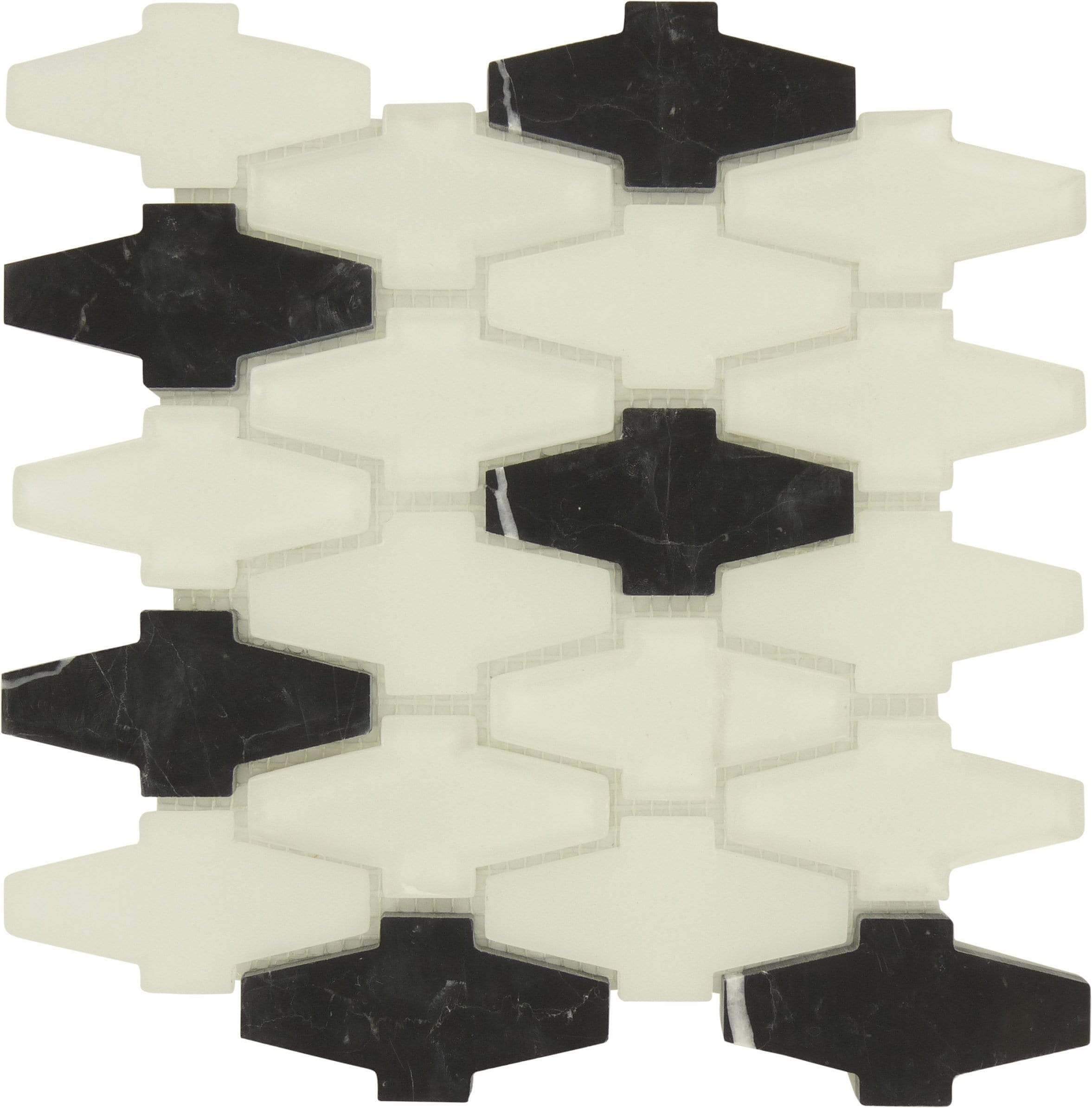 Day Night Crossroads Black Marquina and Glass Tile Tuscan Glass