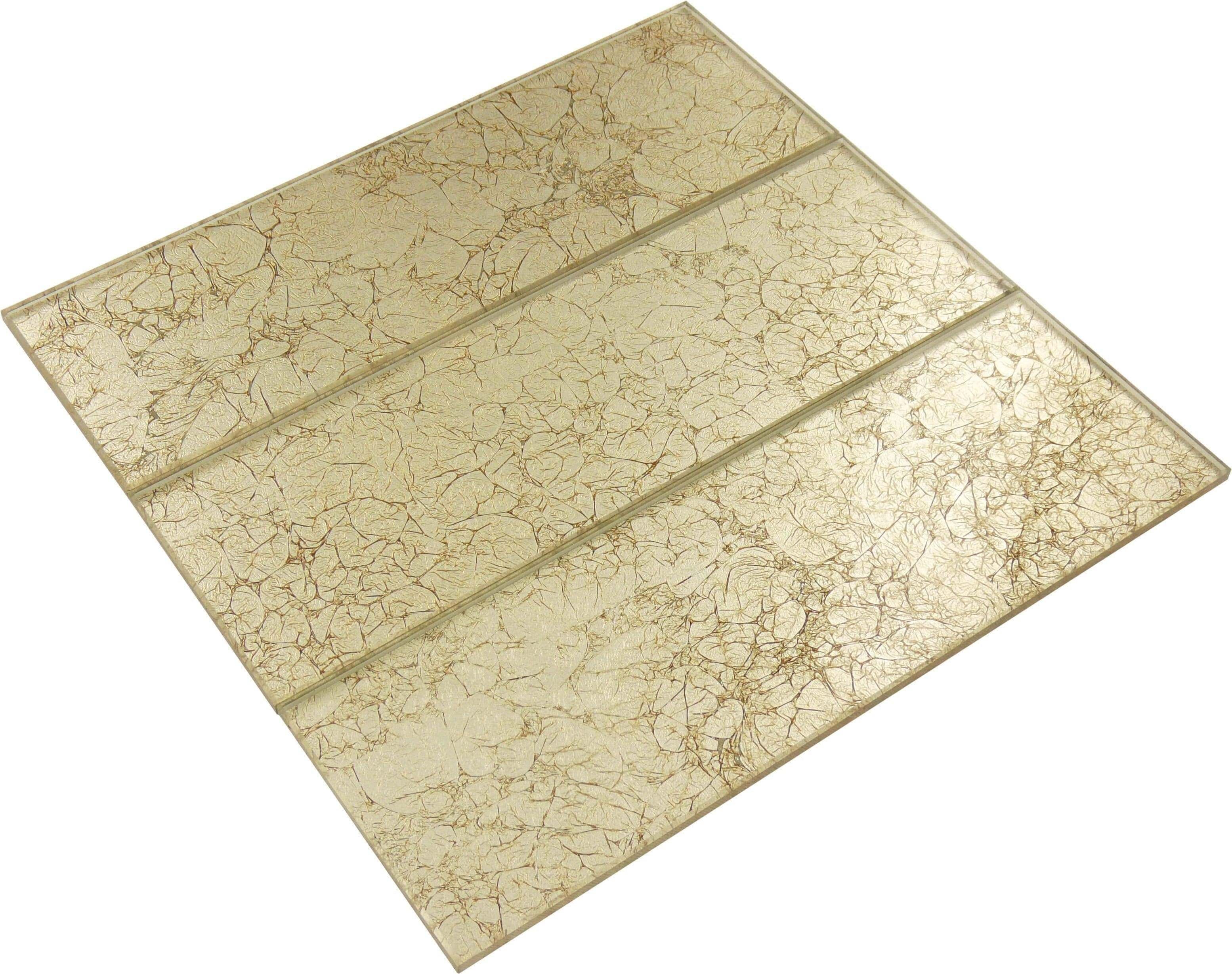 Gold Foiled 4" x 12" Glossy Glass Subway Tile CSB18